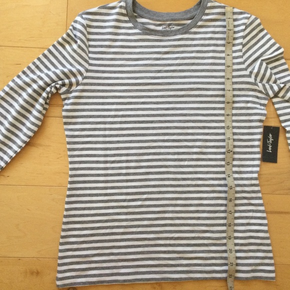 NWT Lord & Taylor Grey and White Long Sleeve Shirt - Picture 7 of 7